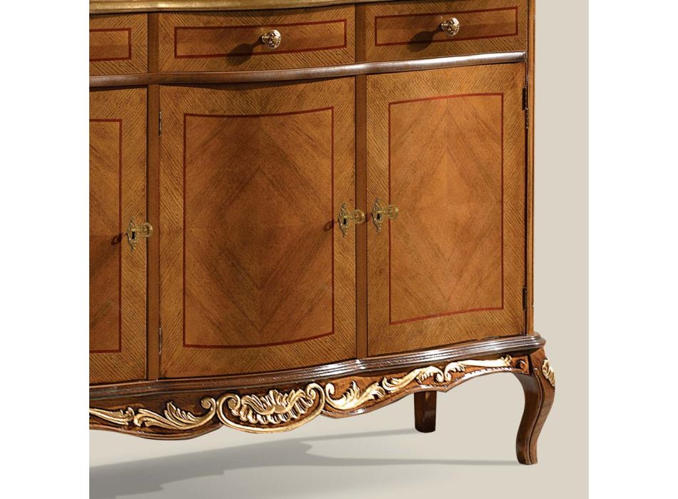 Aparador interno clássico em madeira branca ou nogueira fabricado na Itália - Chantilly Viadurini