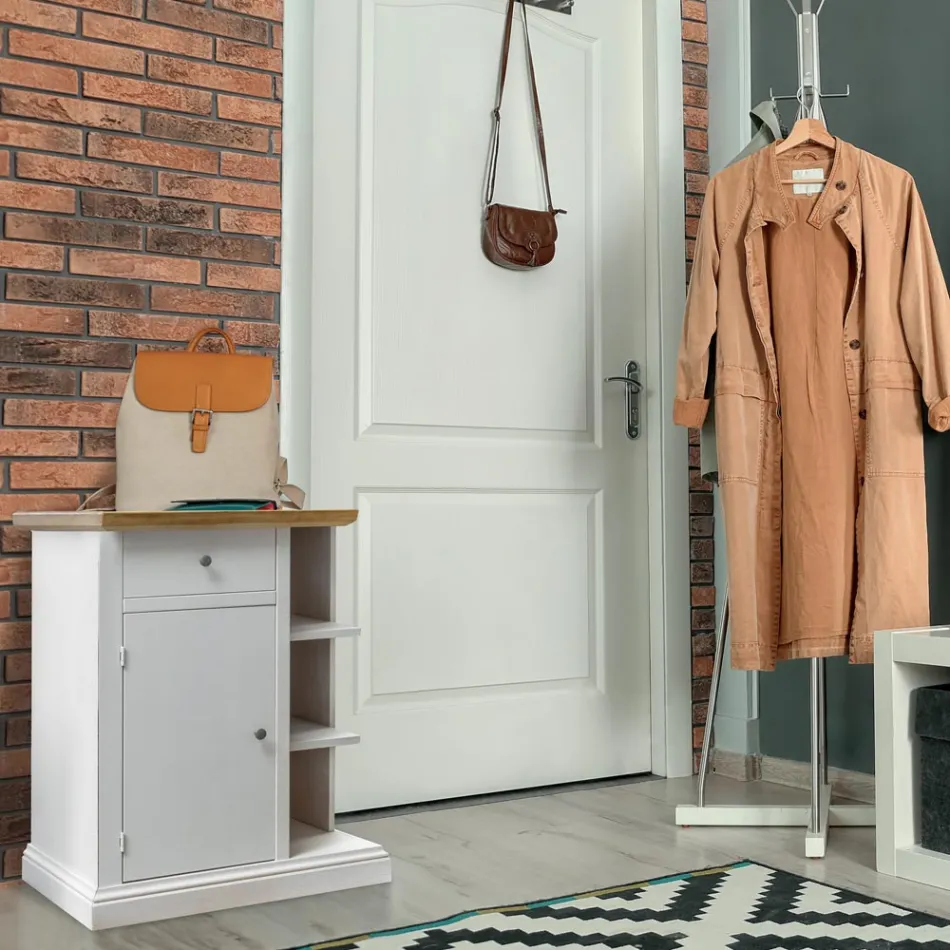 Aparador com 1 porta, 1 gaveta e 3 compartimentos abertos Made in Italy - Hoder Viadurini