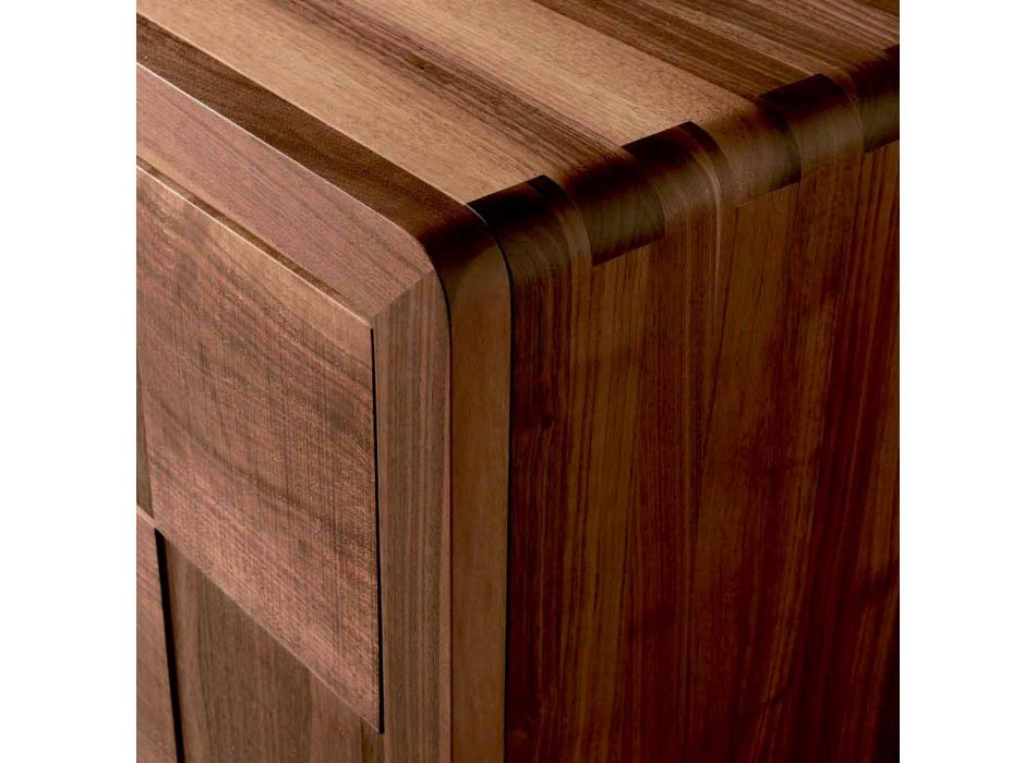 Aparador Nensi com 3 portas em madeira de nogueira maciça de design moderno