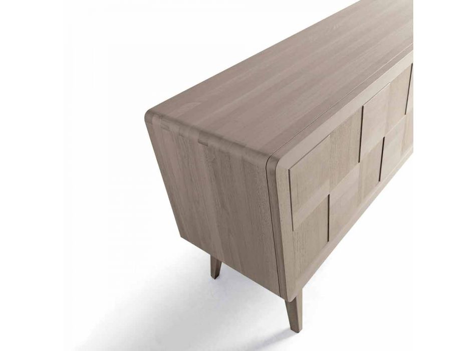 Aparador Nensi com 3 portas em madeira de nogueira maciça de design moderno Viadurini