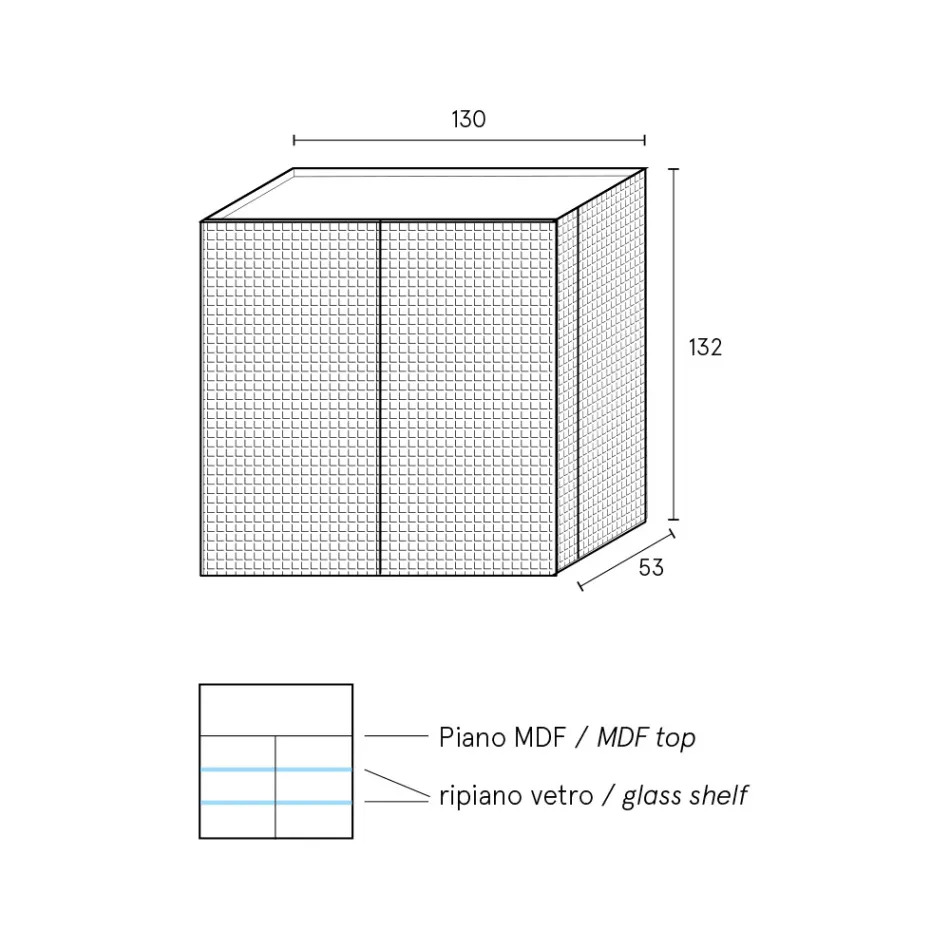 Aparador de sala de estar com 2 portas em acabamento diamante, fabricado na Itália - Sagittario Viadurini