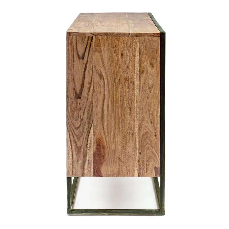 Aparador em Acácia Madeira e Aço 3 ou 4 Portas Homemotion - Cristoforo Viadurini