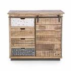 Aparador em Madeira e Aço com Porta e 4 Gavetas Estilo Industrial - Renza Viadurini