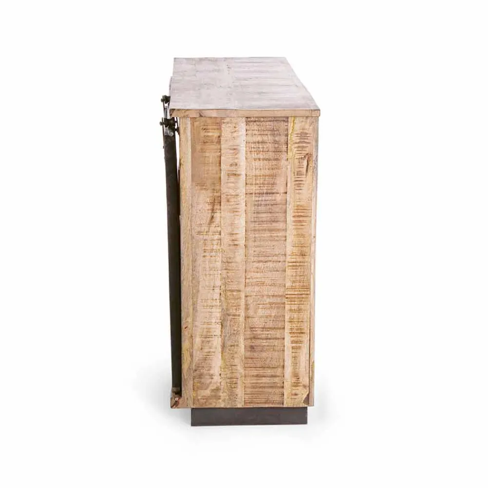 Aparador em Madeira e Aço com Porta e 4 Gavetas Estilo Industrial - Renza Viadurini