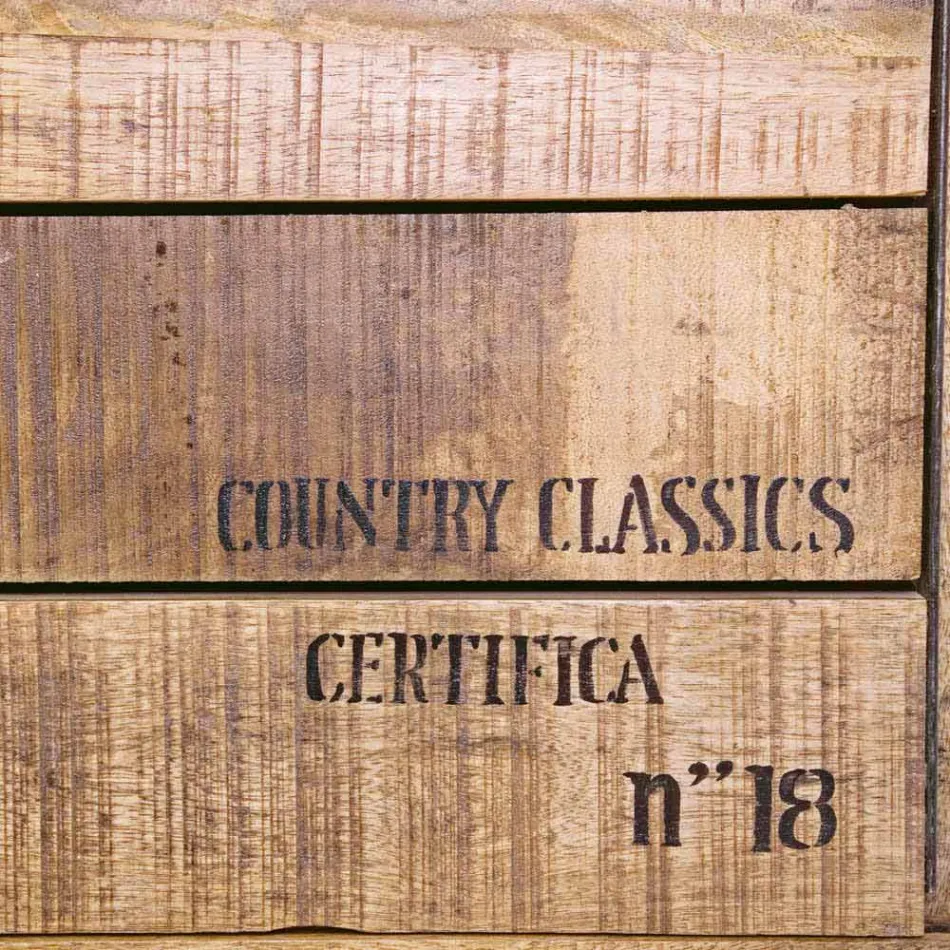 Aparador em Madeira e Aço com Porta e 4 Gavetas Estilo Industrial - Renza Viadurini