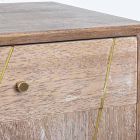 Aparador em madeira teca com inserções de aço dourado estilo vintage - Mayra Viadurini