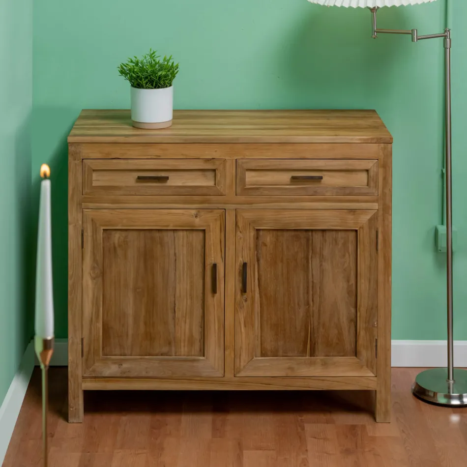 Aparador em teca maciça com 2 portas e 2 gavetas - Budo Viadurini