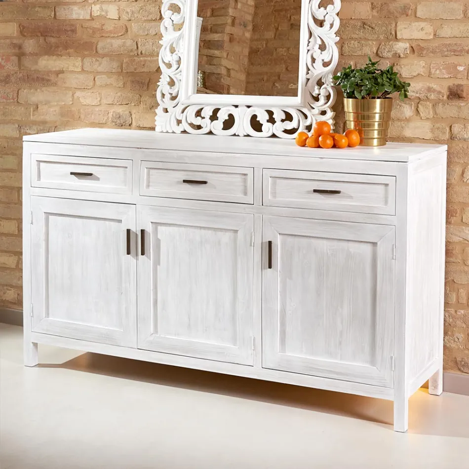 Aparador em teca maciça com 3 portas e 3 gavetas - Sumo Viadurini