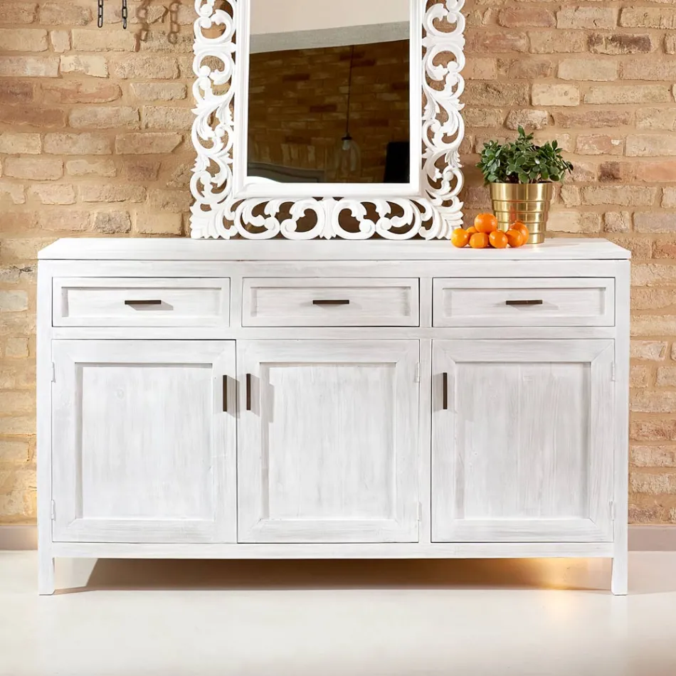 Aparador em teca maciça com 3 portas e 3 gavetas - Sumo Viadurini