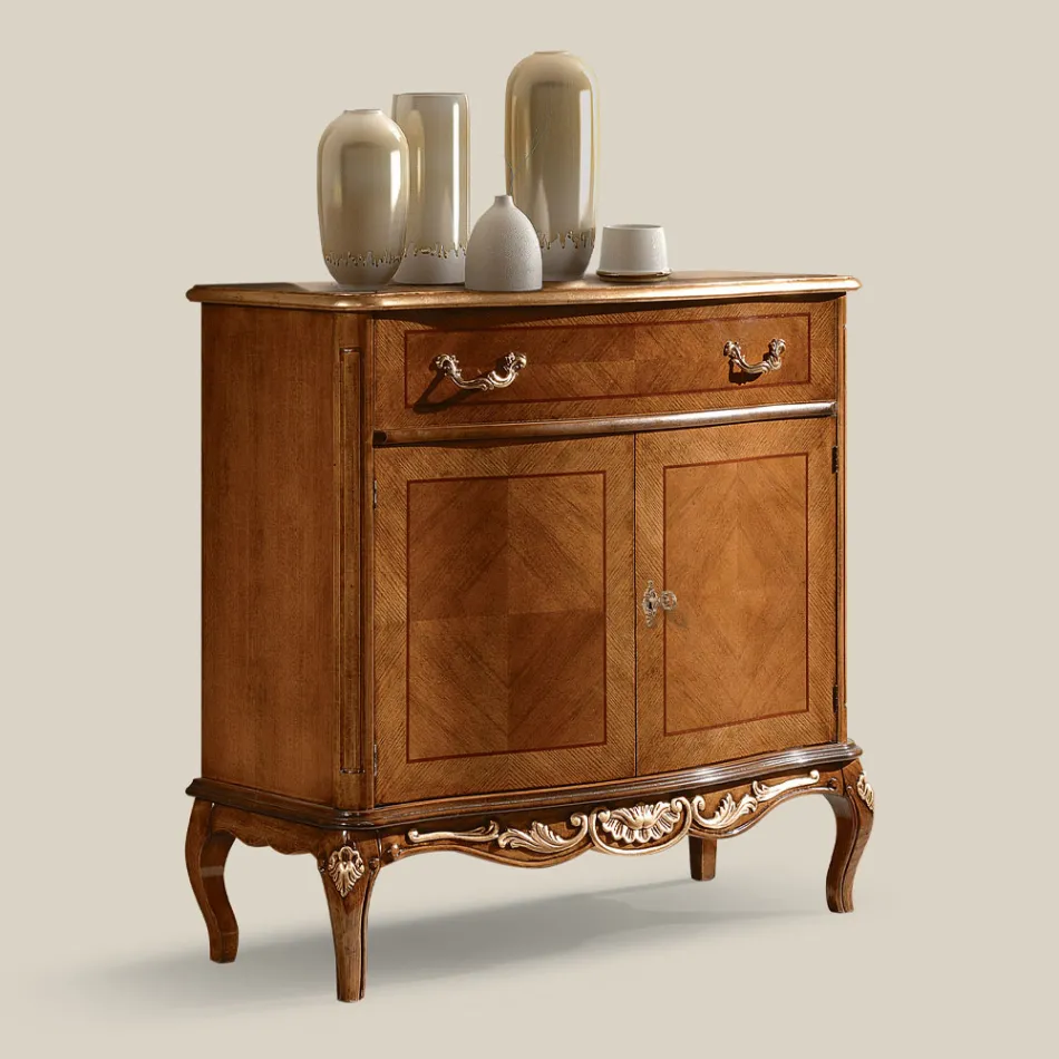 Aparador Clássico da Sala Avio Azul ou Madeira de Nogueira Feito na Itália - Chantilly Viadurini