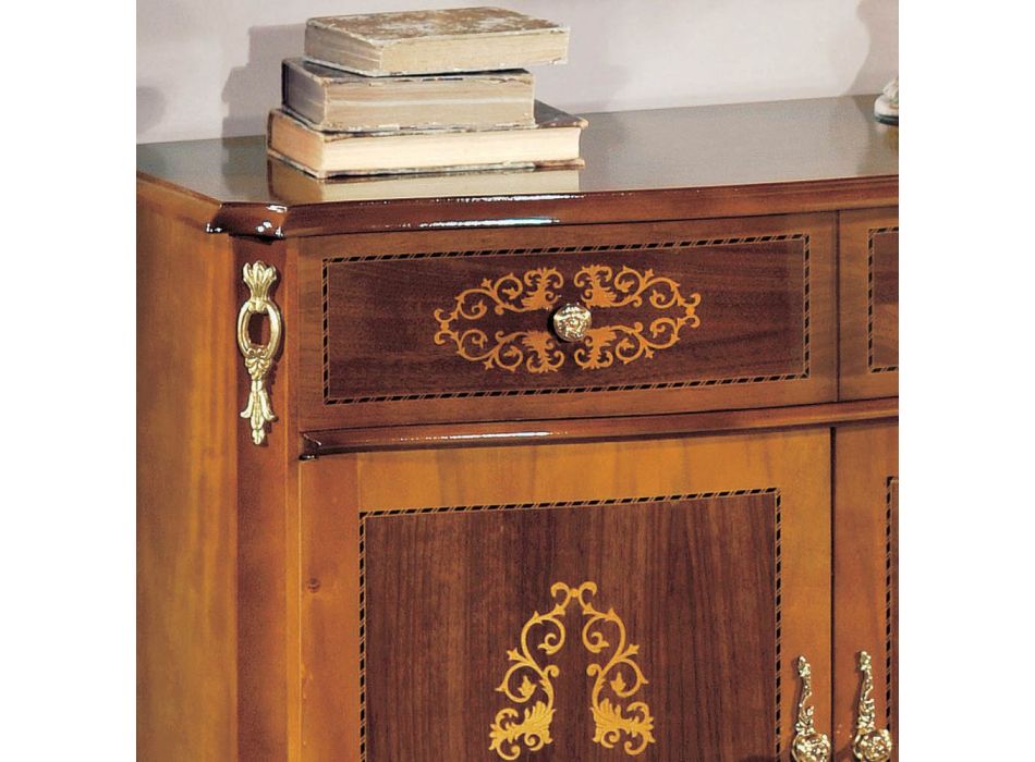 Aparador de sala de estar em nogueira ou madeira branca e embutidos feitos na Itália - Katerine