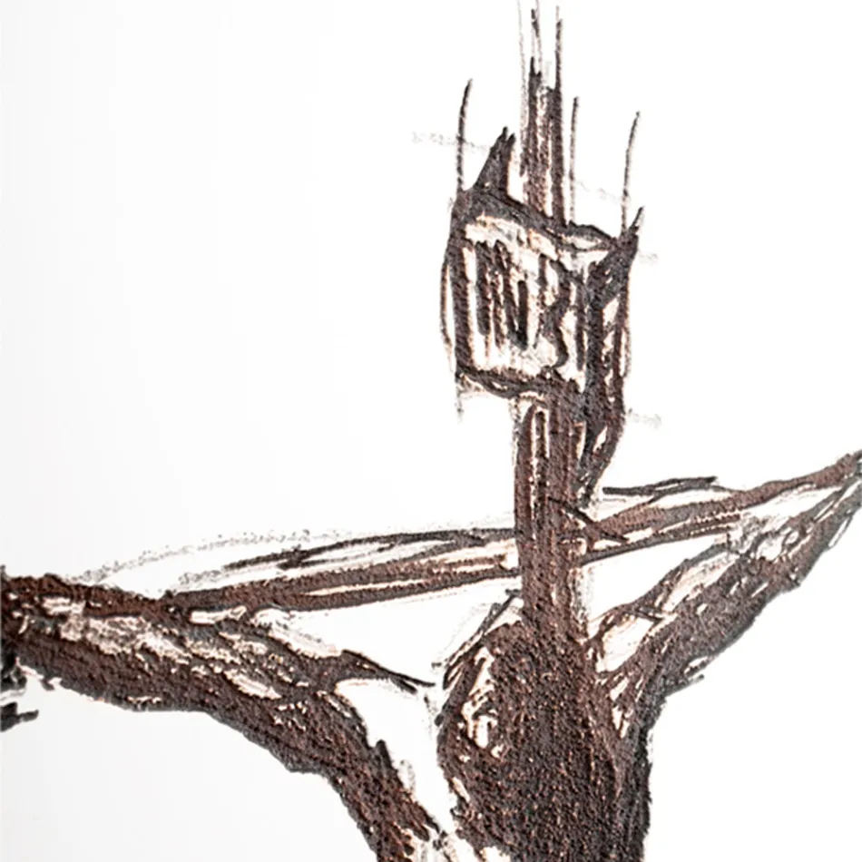 Crucifixo branco e cinza feito com gravação a laser feito na Itália - Egle Viadurini