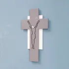 Crucifixo branco e cinza feito com gravação a laser feito na Itália - Nadia Viadurini