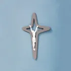 Crucifixo Christo branco e cinza gravado a laser fabricado na Itália - Teresa Viadurini