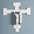 Crucifixo feito com gravação a laser branco e cascalho feito na Itália - Evelina