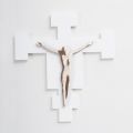 Crucifixo branco do Salvador gravado a laser feito na Itália - Glora