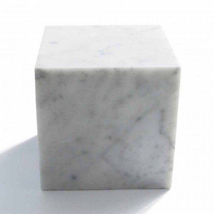 Peso de Papel de Design de Cubo em Mármore Carrara Branco Cetim Fabricado na Itália - Qubo Viadurini