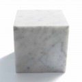 Peso de Papel de Design de Cubo em Mármore Carrara Branco Cetim Fabricado na Itália - Qubo
