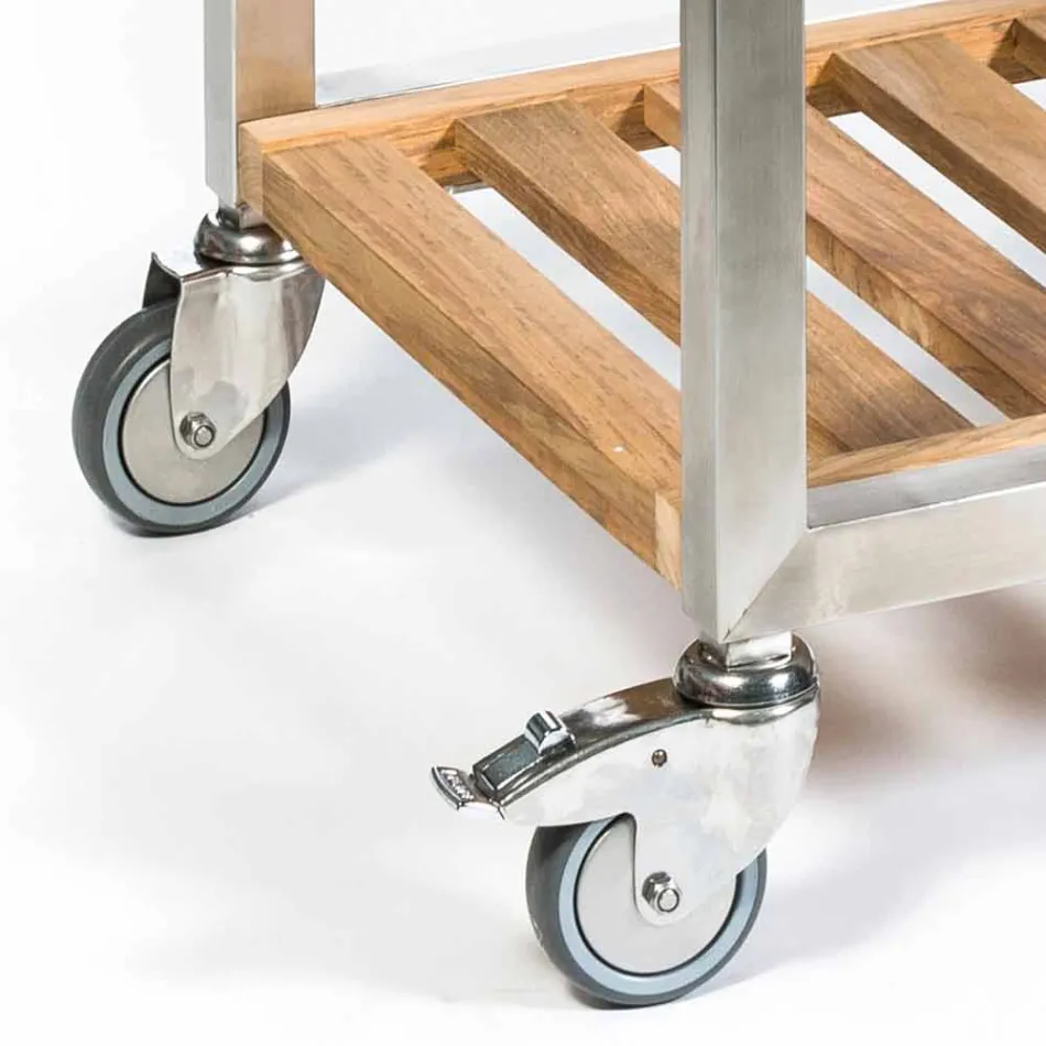 Cozinha ao ar livre em aço e madeira com Teppanyaki - Buoncalliope Viadurini