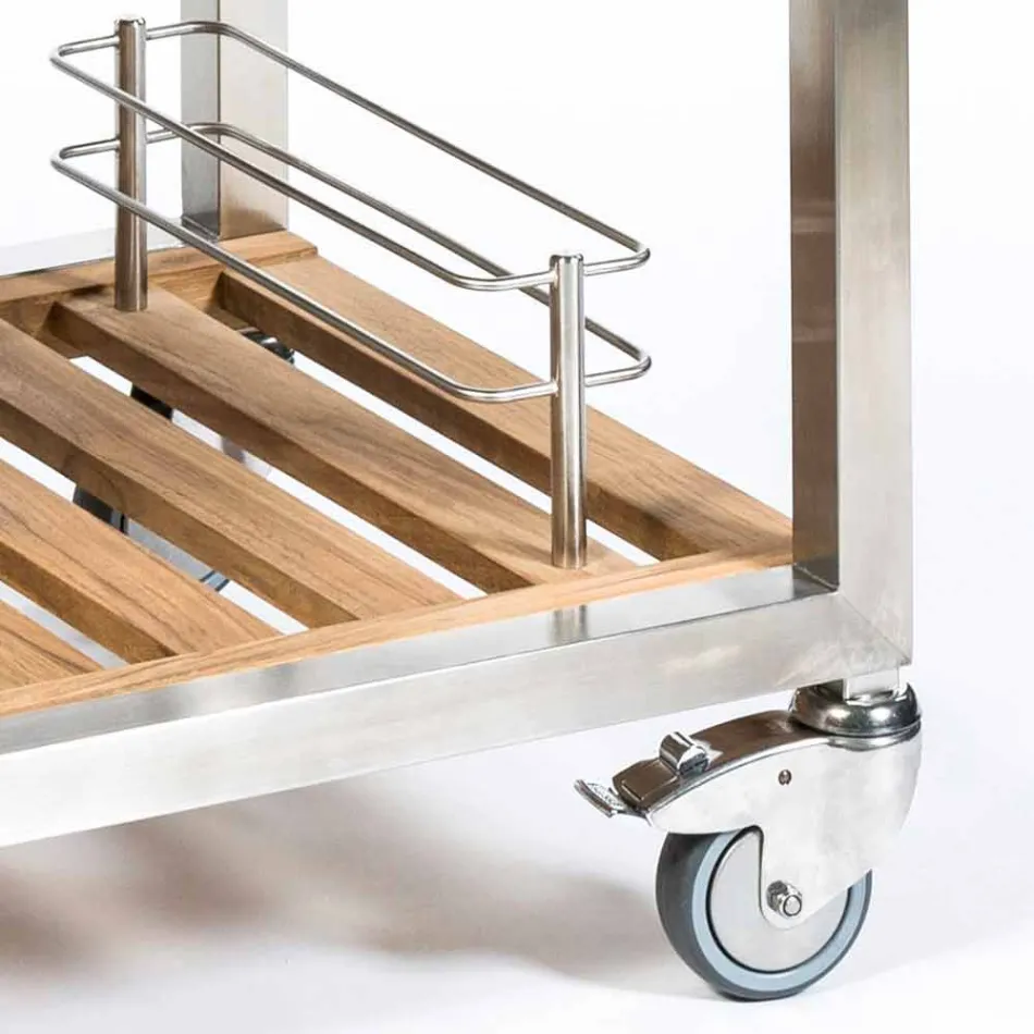 Cozinha ao ar livre em aço e madeira com Teppanyaki - Buoncalliope Viadurini