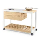 Cozinha de exterior 140x65x93 cm em teca maciça e alumínio - Convivial Viadurini