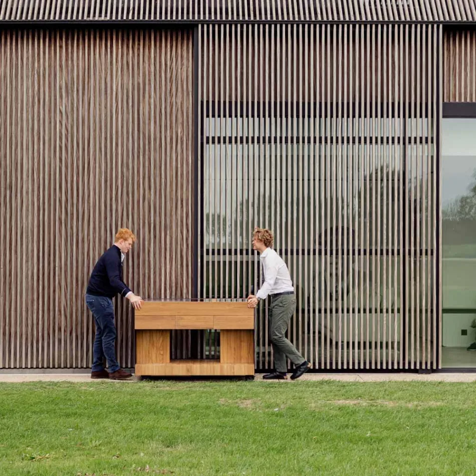 Cozinha de exterior 141x70x93 cm em teca maciça e alumínio - Stilosa Viadurini