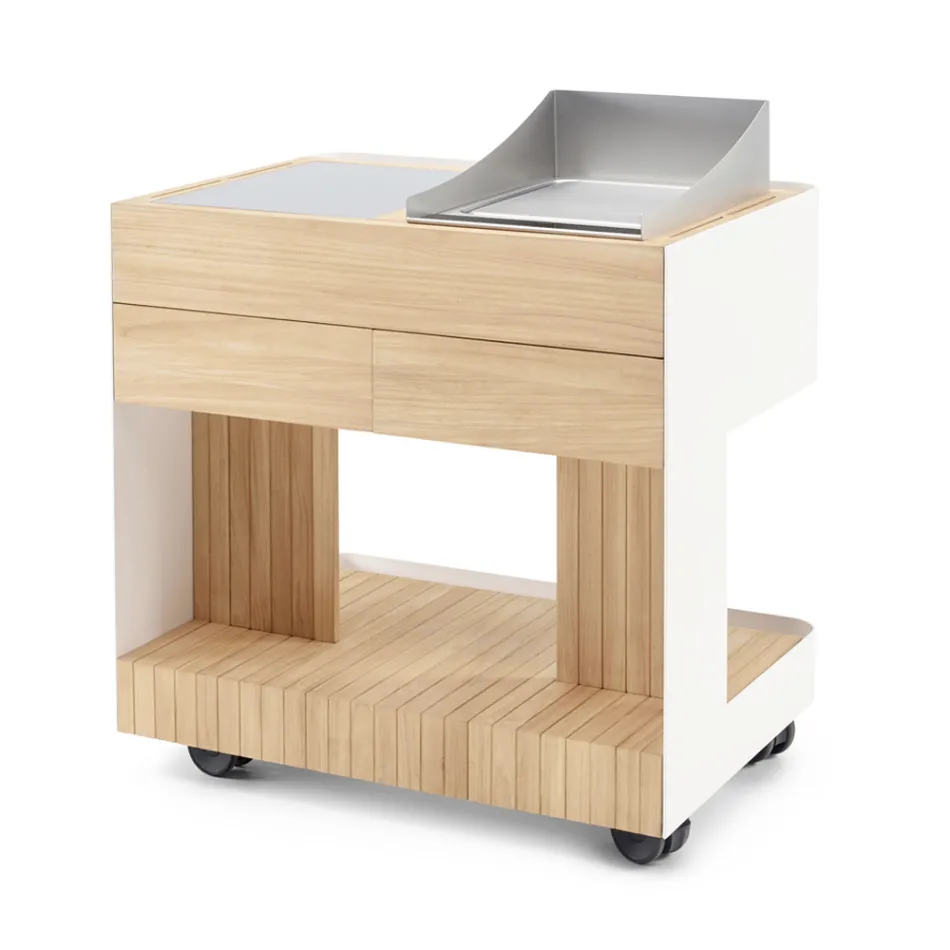 Cozinha de exterior 96x70x93 cm em teca maciça e alumínio - Refined Viadurini