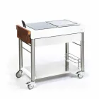 Cozinha moderna sobre rodas para jardim ao ar livre em madeira e aço - Calliope Viadurini