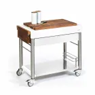 Cozinha moderna sobre rodas para jardim ao ar livre em madeira e aço - Calliope Viadurini