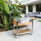 Cozinha ao ar livre sobre rodas em aço e madeira com Teppanyaki - Buoncalliope Viadurini
