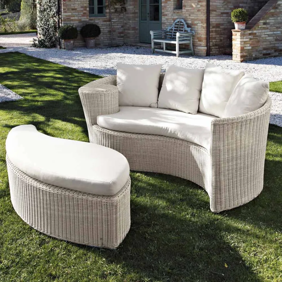 Garden Daybad em Polyrattan Fiber 2 Elements - Mulher Viadurini
