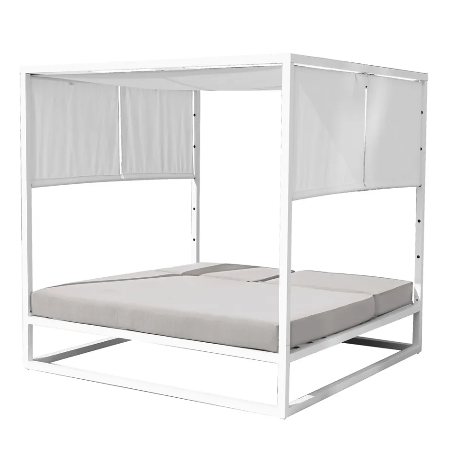 Espreguiçadeira Exterior com Estrutura Reclinável em Alumínio Branco - Jurica Viadurini