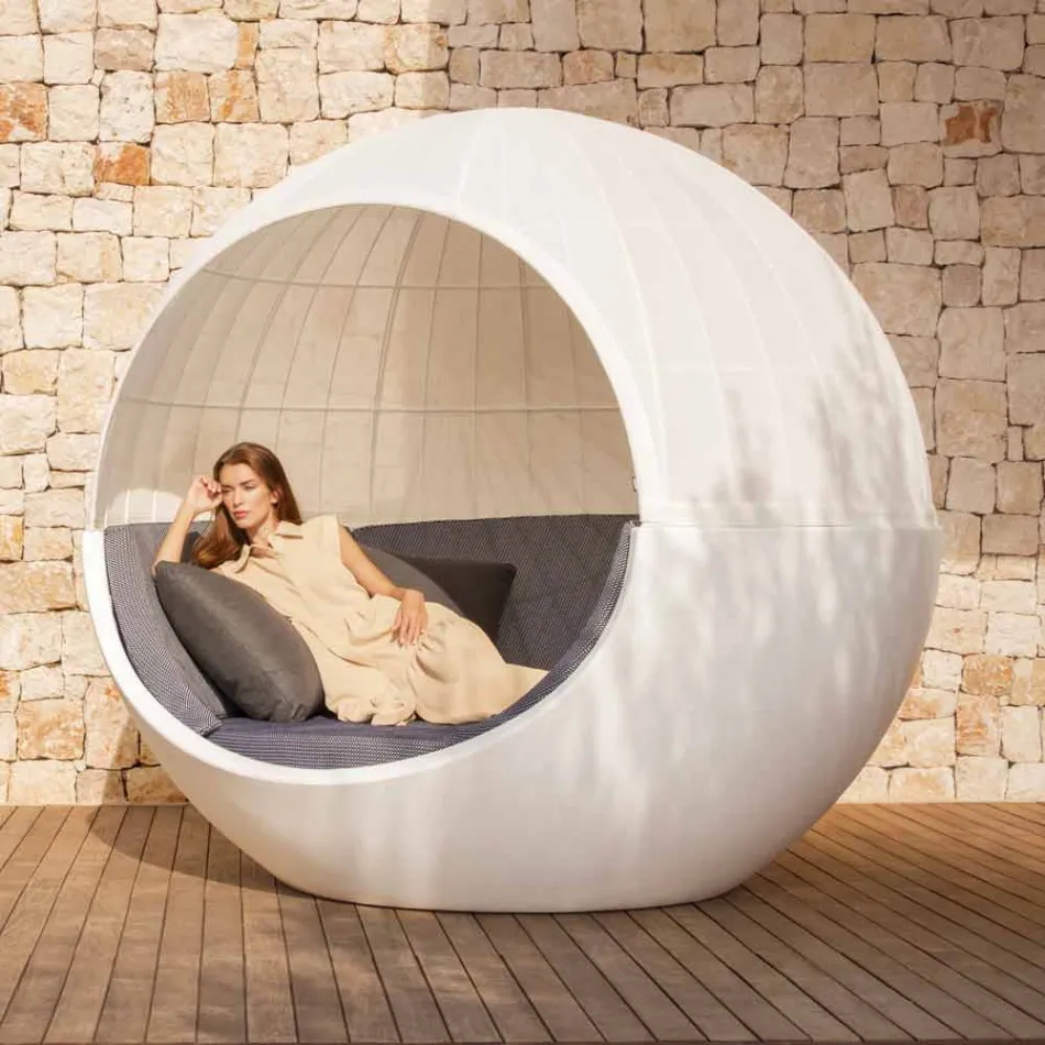 Espreguiçadeira de jardim de design redondo luxuoso com guarda-sol - Ulm Moon by Vondom Viadurini