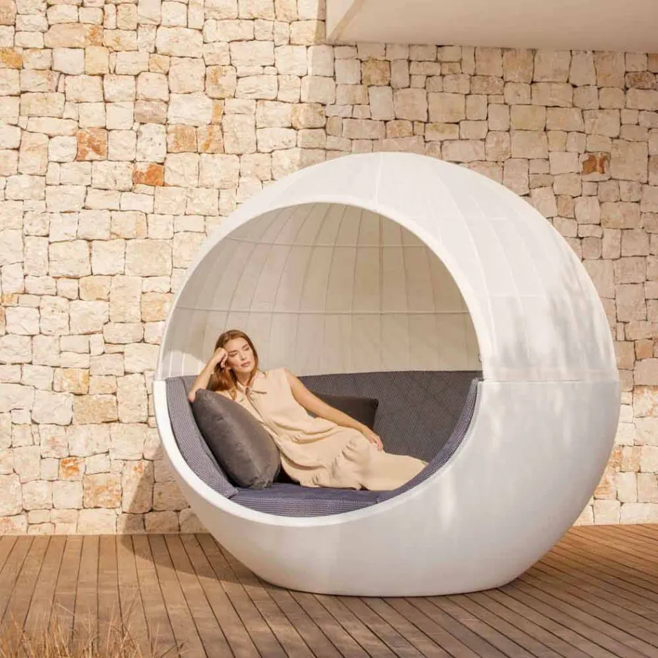 Espreguiçadeira de jardim de design redondo luxuoso com guarda-sol - Ulm Moon by Vondom Viadurini