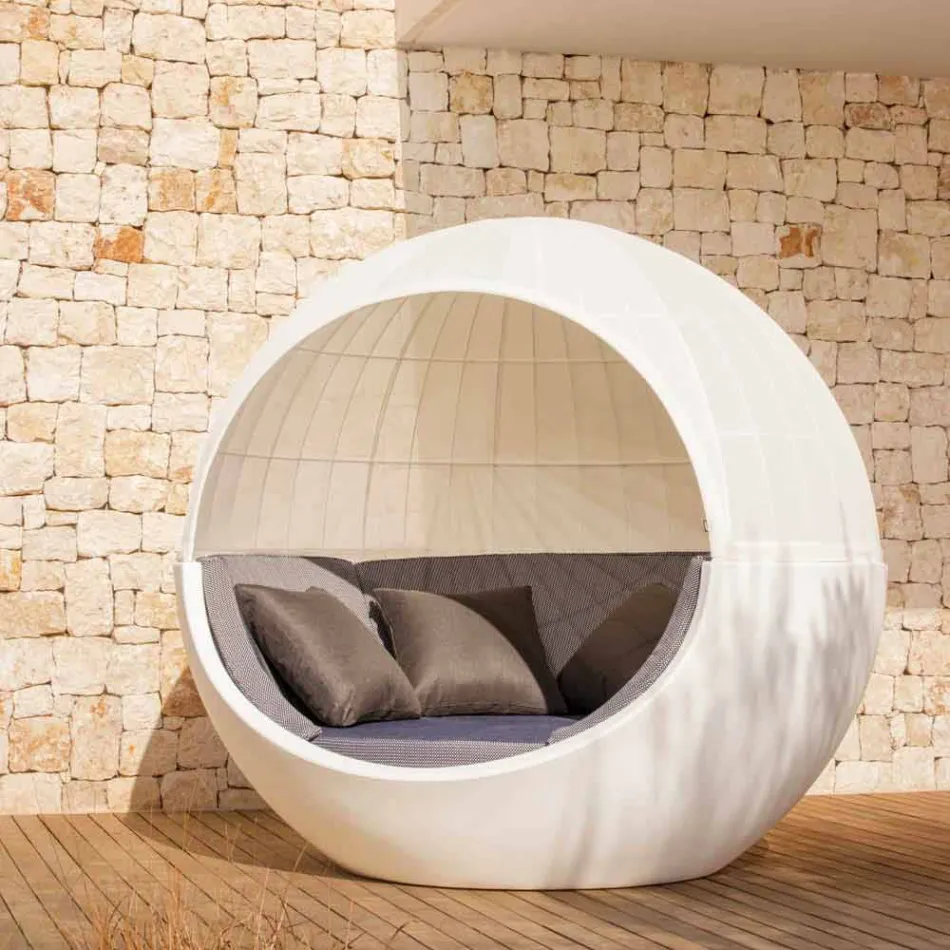 Espreguiçadeira de jardim de design redondo luxuoso com guarda-sol - Ulm Moon by Vondom Viadurini