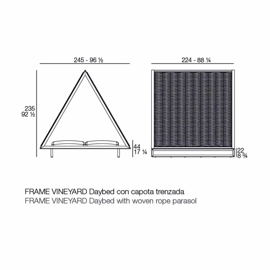 Sofá de jardim luxuoso em alumínio e tecido - Frame Vineyard by Vondom Viadurini