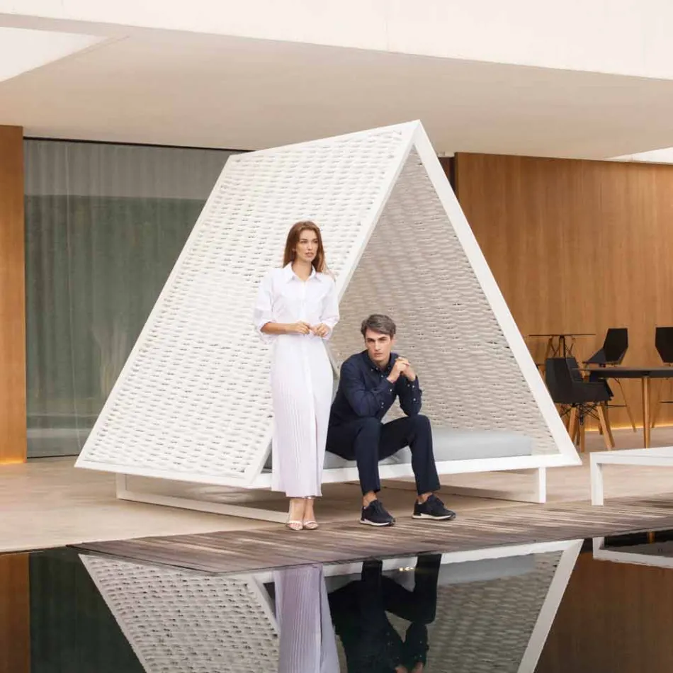 Sofá de jardim luxuoso em alumínio e tecido - Frame Vineyard by Vondom Viadurini