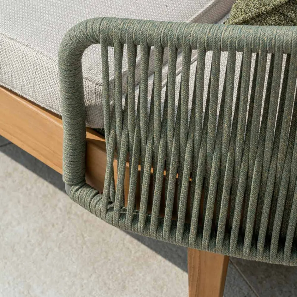 Espreguiçadeira de jardim em teca, alumínio, corda e almofadas - Jacuzzi Viadurini