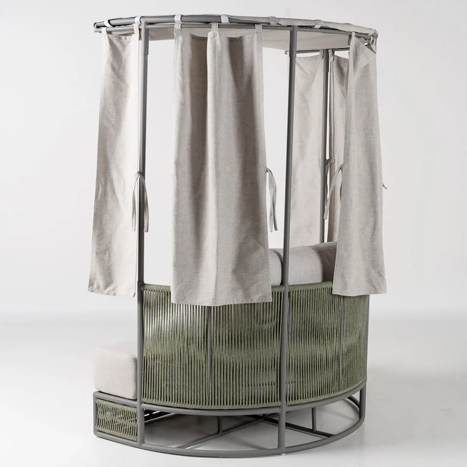 Chaise longue de jardim em teca, alumínio e corda com almofadas - Arcangelo Viadurini