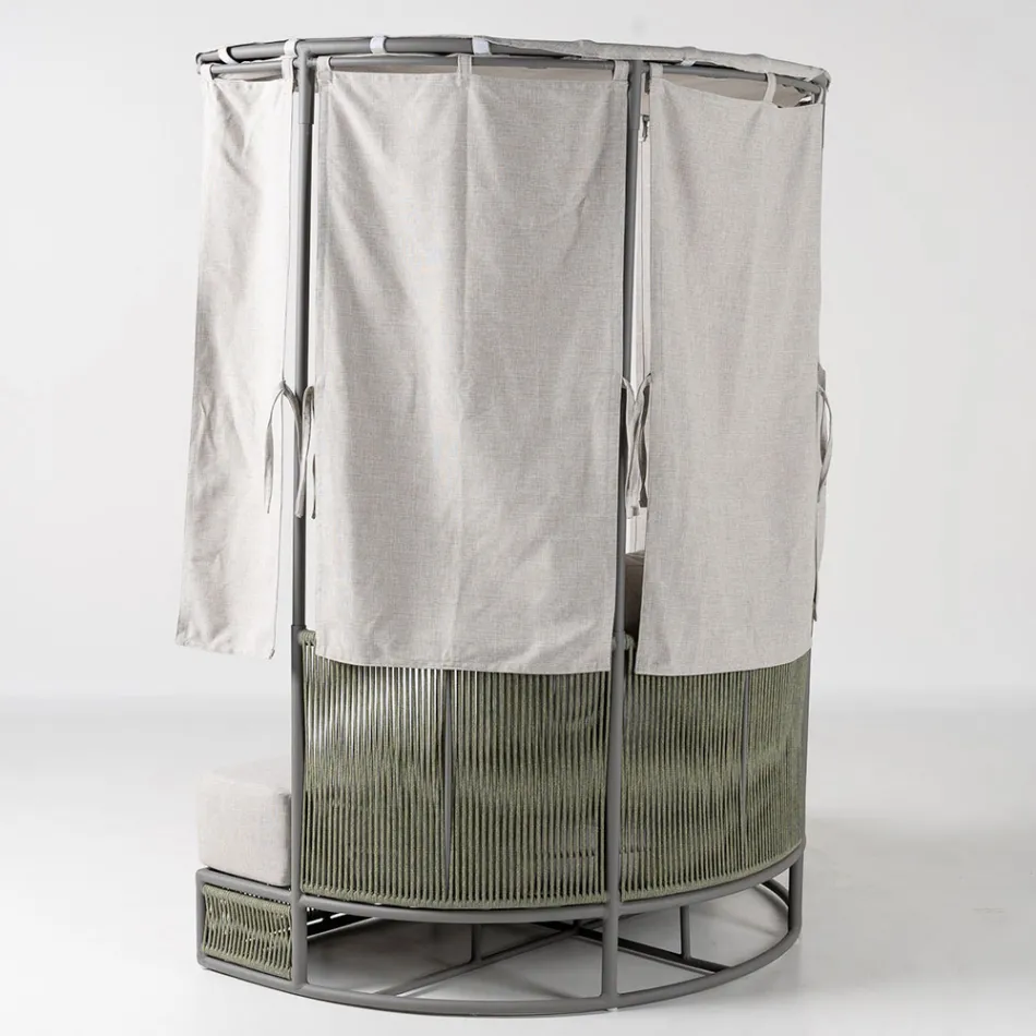 Chaise longue de jardim em teca, alumínio e corda com almofadas - Arcangelo Viadurini