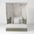 Chaise longue de jardim em teca, alumínio e corda com almofadas - Arcangelo Viadurini