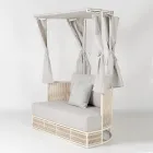 Chaise longue de jardim em teca, alumínio e corda com almofadas - Arcangelo Viadurini