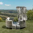 Chaise longue de jardim em teca, alumínio e corda com almofadas - Arcangelo Viadurini