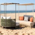 Chaise longue de jardim em teca, alumínio e corda com almofadas - Arcangelo Viadurini