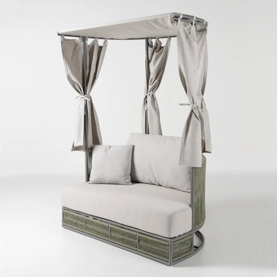 Chaise longue de jardim em teca, alumínio e corda com almofadas - Arcangelo Viadurini