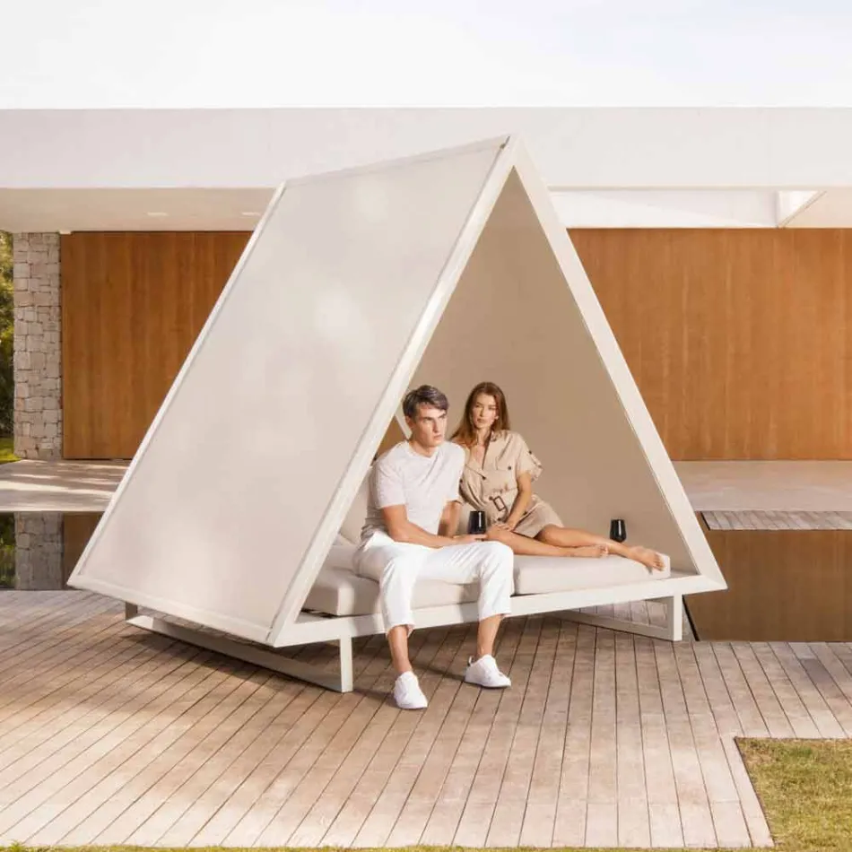 Sofá-cama externo em alumínio e tecido de design luxuoso - Frame Vineyard by Vondom Viadurini