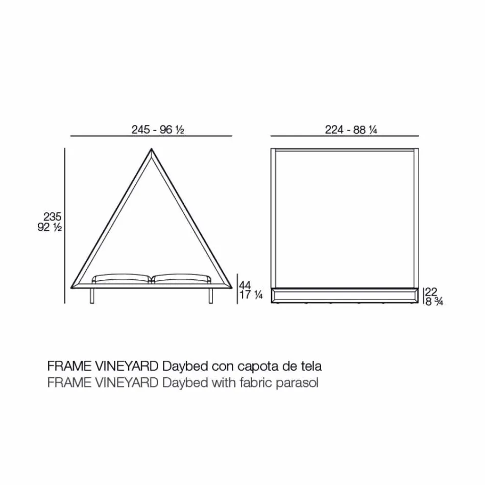 Sofá-cama externo em alumínio e tecido de design luxuoso - Frame Vineyard by Vondom Viadurini