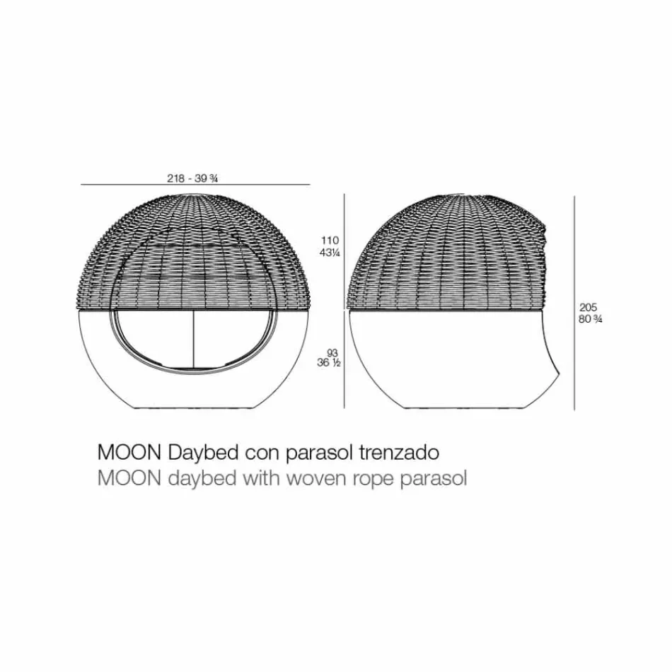 Design redondo de sofá-cama de jardim luxuoso com corda trançada - Ulm Moon by Vondom Viadurini