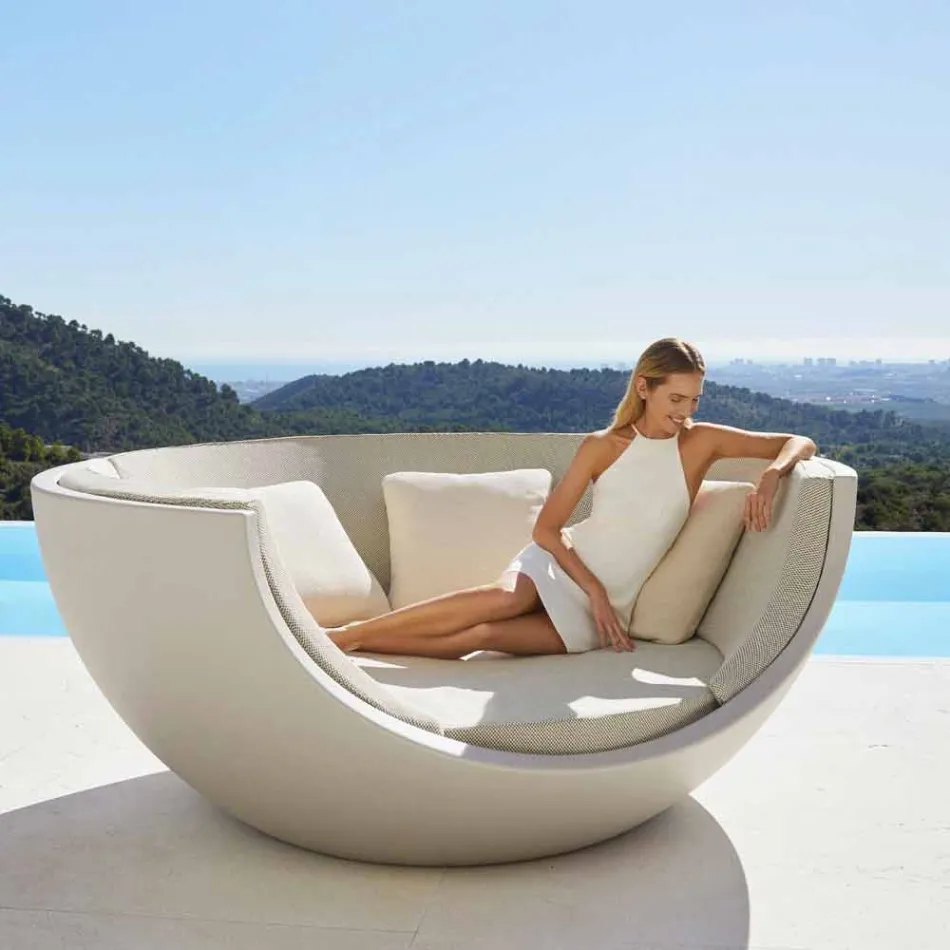 Sofá-cama para exterior luxuoso com design circular em polietileno - Ulm Moon by Vondom Viadurini