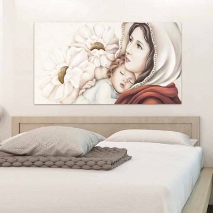 mãe moderna, pintura com criança em decorações de folha de ouro Scott Viadurini